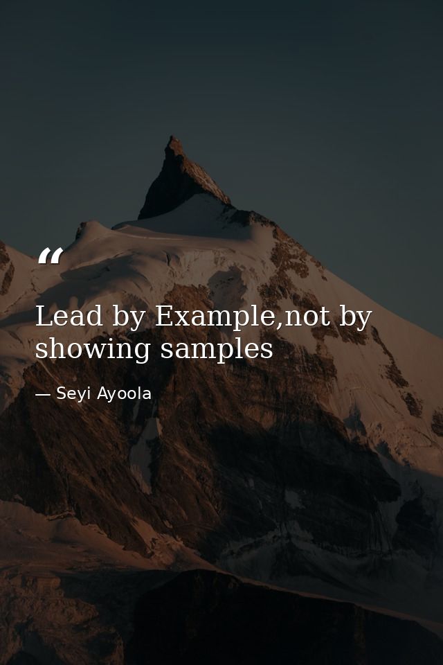 Lead by Example,not by showing samples — Seyi Ayoola