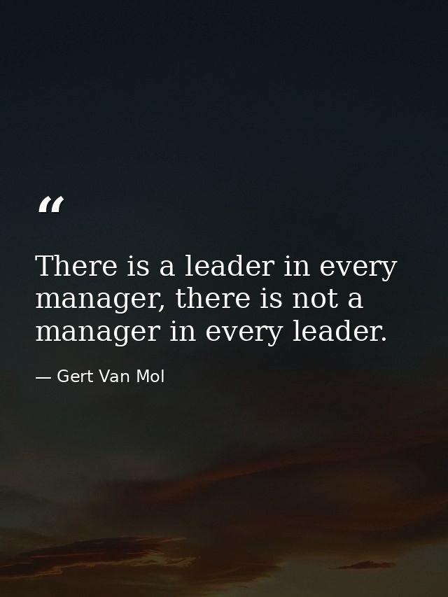 There is a leader in every manager, there is not a manager in every leader. — Gert Van Mol