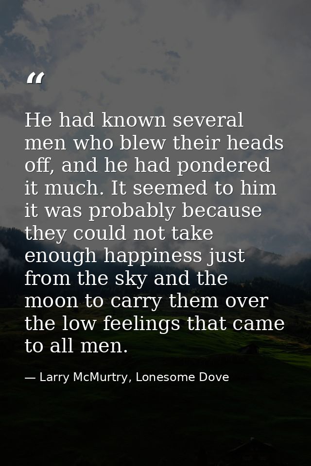He had known several men who blew their heads off, and he had pondered it much. It seemed to him it was probably because — Larry McMurtry, Lonesome Dove