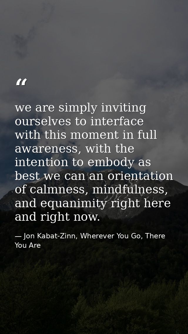 we are simply inviting ourselves to interface with this moment in full awareness, with the intention to embody as best w — Jon Kabat-Zinn, Wherever You Go, There You Are