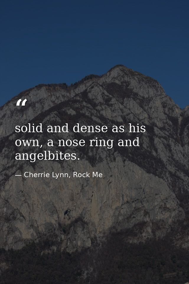 solid and dense as his own, a nose ring and angelbites. — Cherrie Lynn, Rock Me