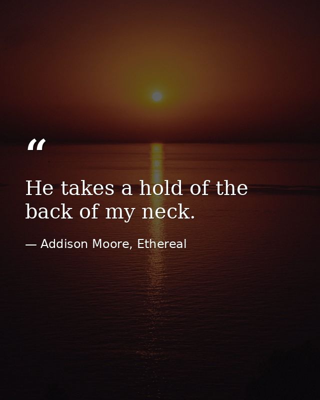 He takes a hold of the back of my neck. — Addison Moore, Ethereal