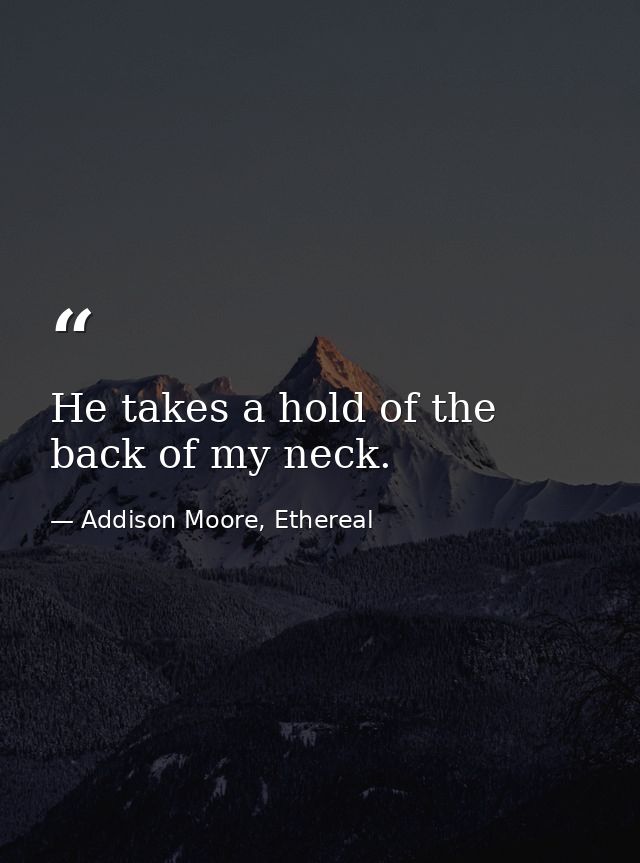 He takes a hold of the back of my neck. — Addison Moore, Ethereal