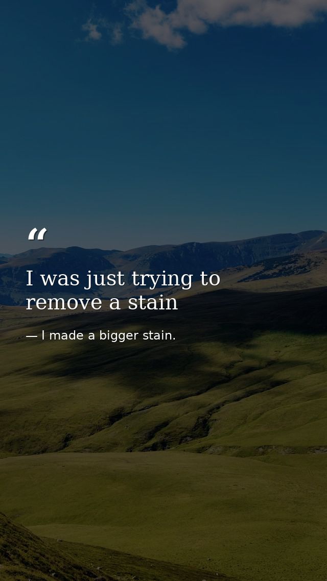 I was just trying to remove a stain — I made a bigger stain.