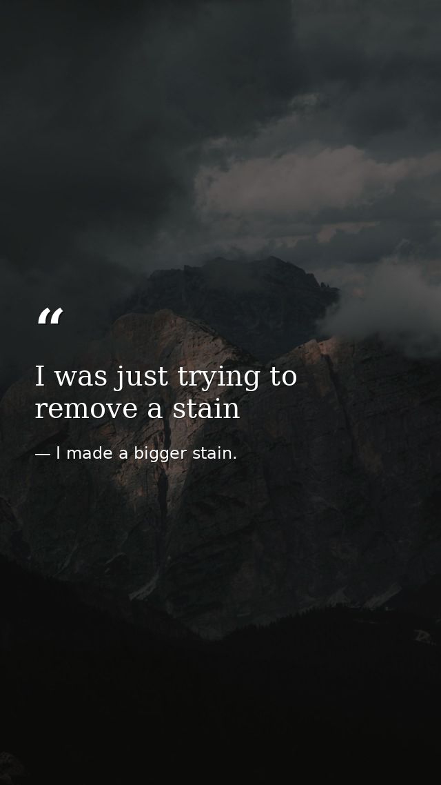 I was just trying to remove a stain — I made a bigger stain.