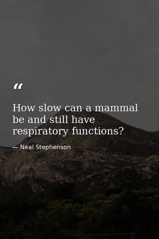How slow can a mammal be and still have respiratory functions? — Neal Stephenson