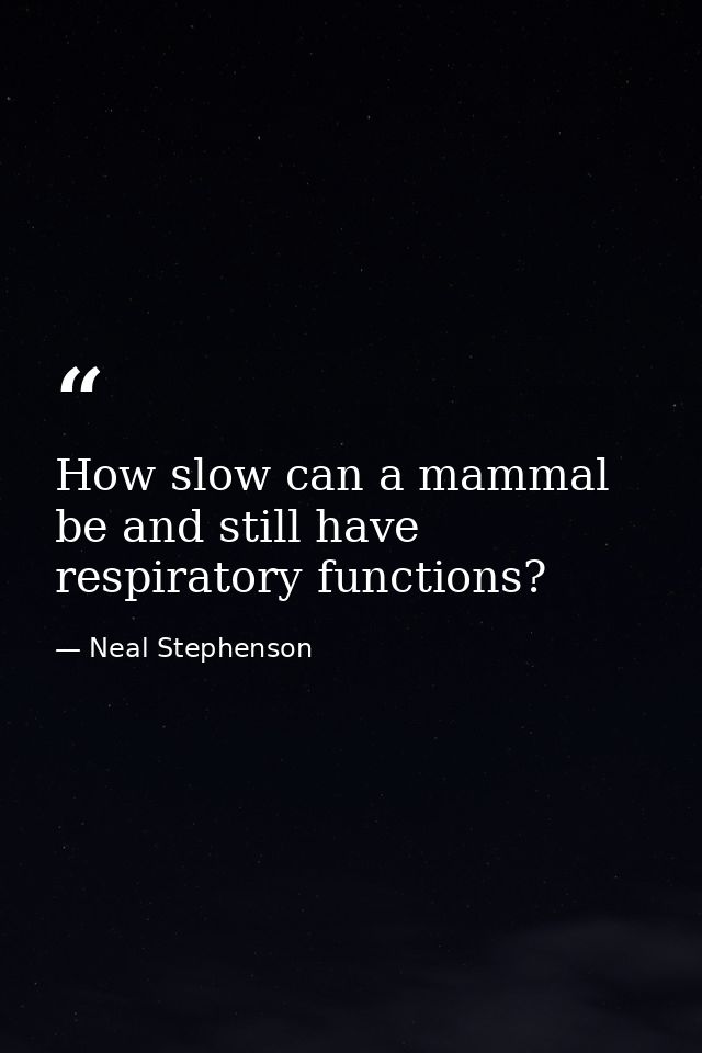How slow can a mammal be and still have respiratory functions? — Neal Stephenson
