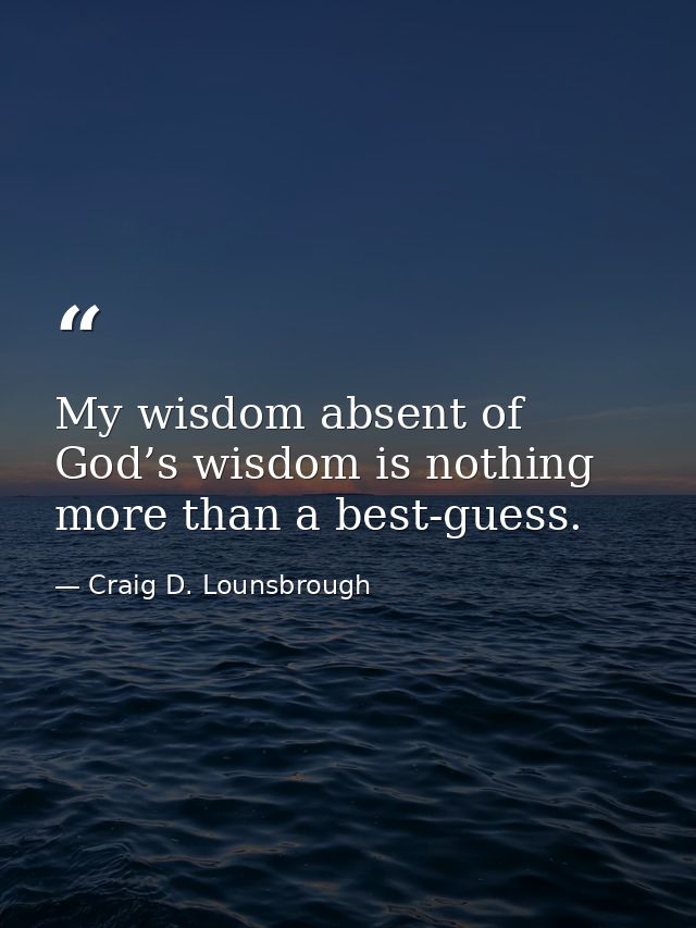 My wisdom absent of God’s wisdom is nothing more than a best-guess. — Craig D. Lounsbrough