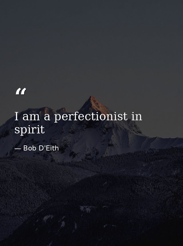I am a perfectionist in spirit — Bob D'Eith