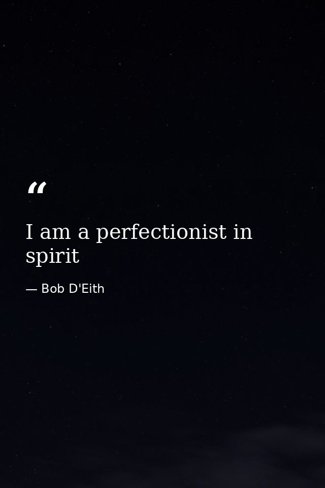 I am a perfectionist in spirit — Bob D'Eith
