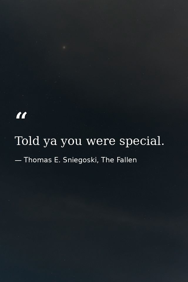 Told ya you were special. — Thomas E. Sniegoski, The Fallen