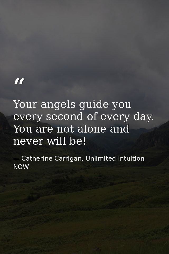 Your angels guide you every second of every day. You are not alone and never will be! — Catherine Carrigan, Unlimited Intuition NOW