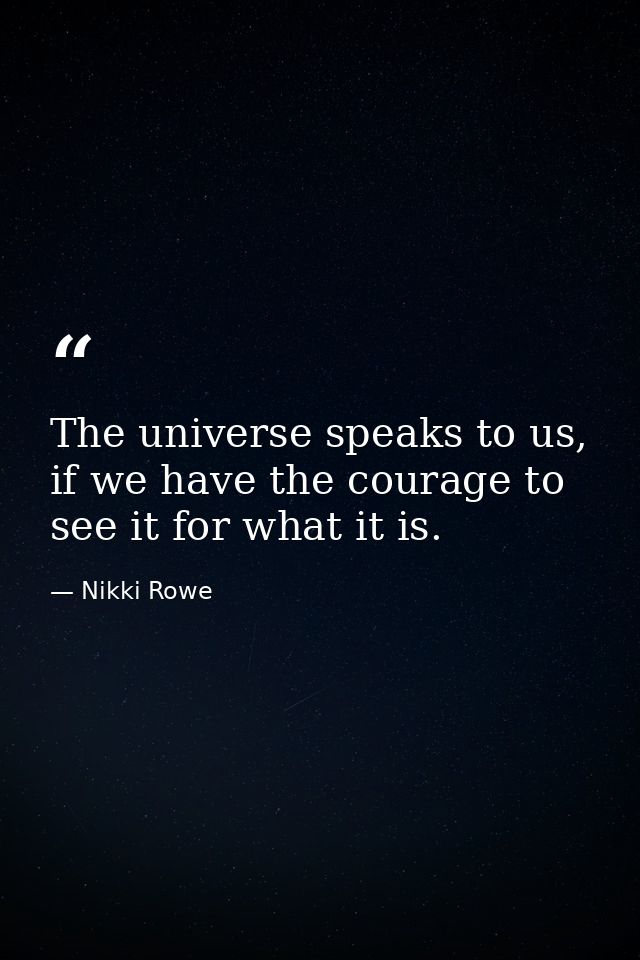 The universe speaks to us, if we have the courage to see it for what it is. — Nikki Rowe