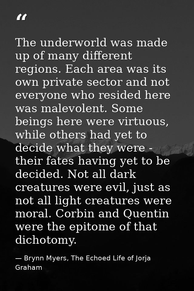 The underworld was made up of many different regions. Each area was its own private sector and not everyone who resided  — Brynn Myers, The Echoed Life of Jorja Graham