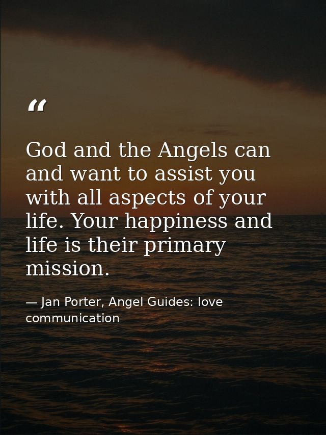 God and the Angels can and want to assist you with all aspects of your life. Your happiness and life is their primary mi — Jan Porter, Angel Guides: love communication