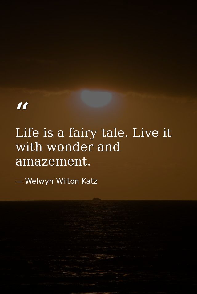 Life is a fairy tale. Live it with wonder and amazement. — Welwyn Wilton Katz