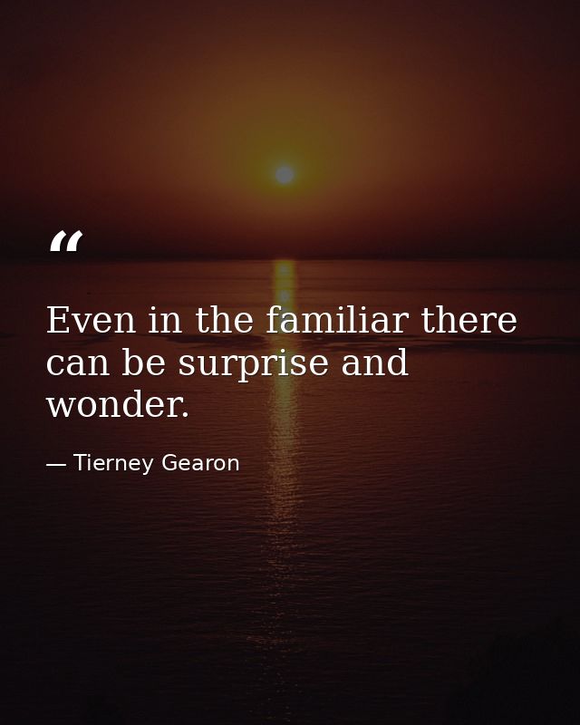 Even in the familiar there can be surprise and wonder. — Tierney Gearon