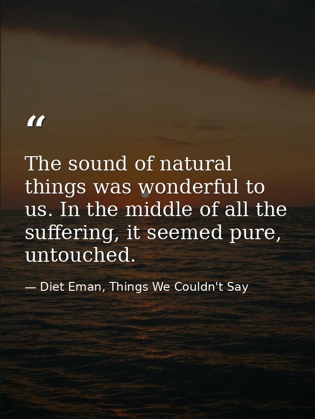 The sound of natural things was wonderful to us. In the middle of all the suffering, it seemed pure, untouched. — Diet Eman, Things We Couldn't Say