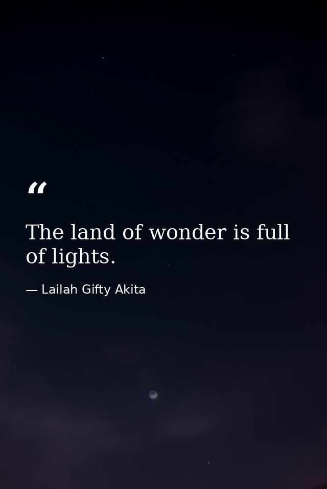 The land of wonder is full of lights. — Lailah Gifty Akita