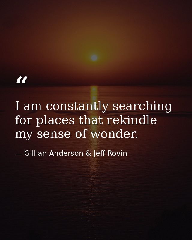 I am constantly searching for places that rekindle my sense of wonder. — Gillian Anderson & Jeff Rovin