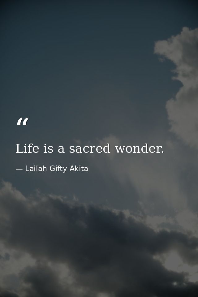 Life is a sacred wonder. — Lailah Gifty Akita