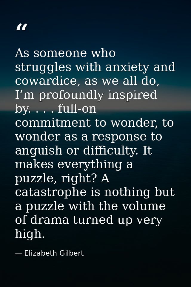 As someone who struggles with anxiety and cowardice, as we all do, I’m profoundly inspired by. . . . full-on commitment  — Elizabeth Gilbert