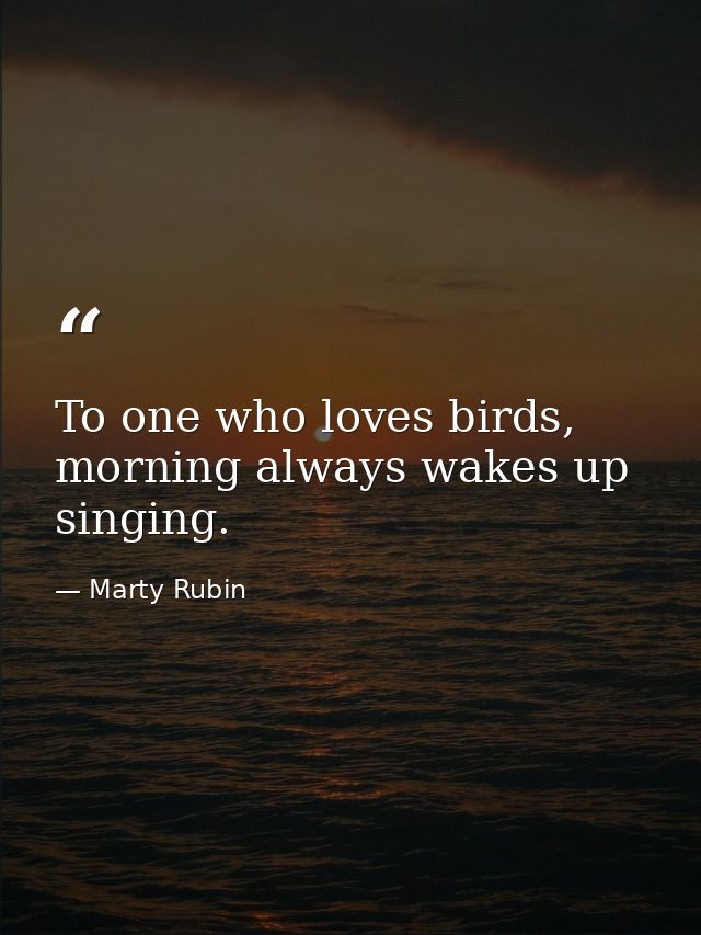 To one who loves birds, morning always wakes up singing. — Marty Rubin