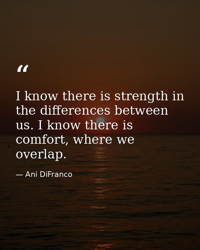 I know there is strength in the differences between us. I know there is comfort, where we overlap. — Ani DiFranco