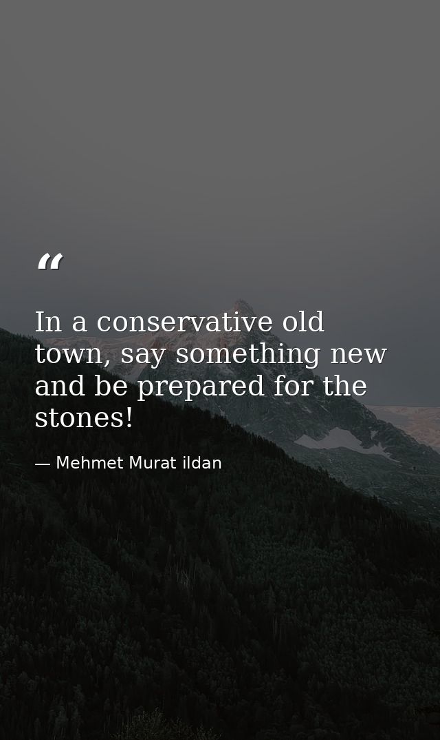 In a conservative old town, say something new and be prepared for the stones! — Mehmet Murat ildan
