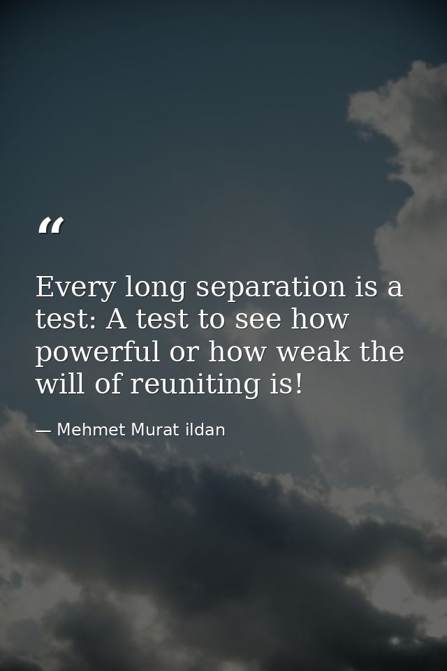 Every long separation is a test: A test to see how powerful or how weak the will of reuniting is! — Mehmet Murat ildan