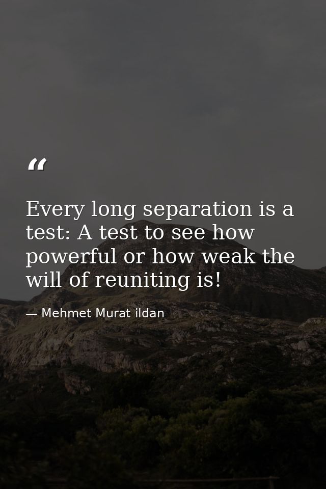 Every long separation is a test: A test to see how powerful or how weak the will of reuniting is! — Mehmet Murat ildan
