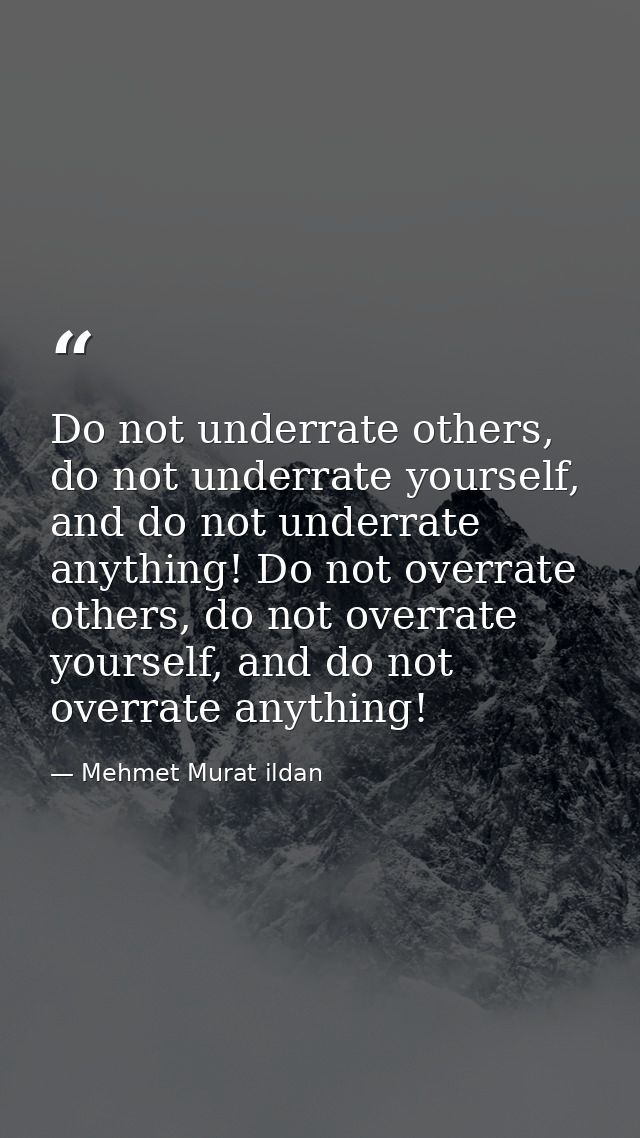 Do not underrate others, do not underrate yourself, and do not underrate anything! Do not overrate others, do not overra — Mehmet Murat ildan