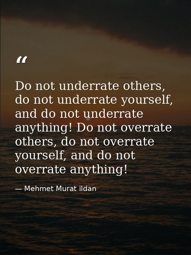 Do not underrate others, do not underrate yourself, and do not underrate anything! Do not overrate others, do not overra — Mehmet Murat ildan