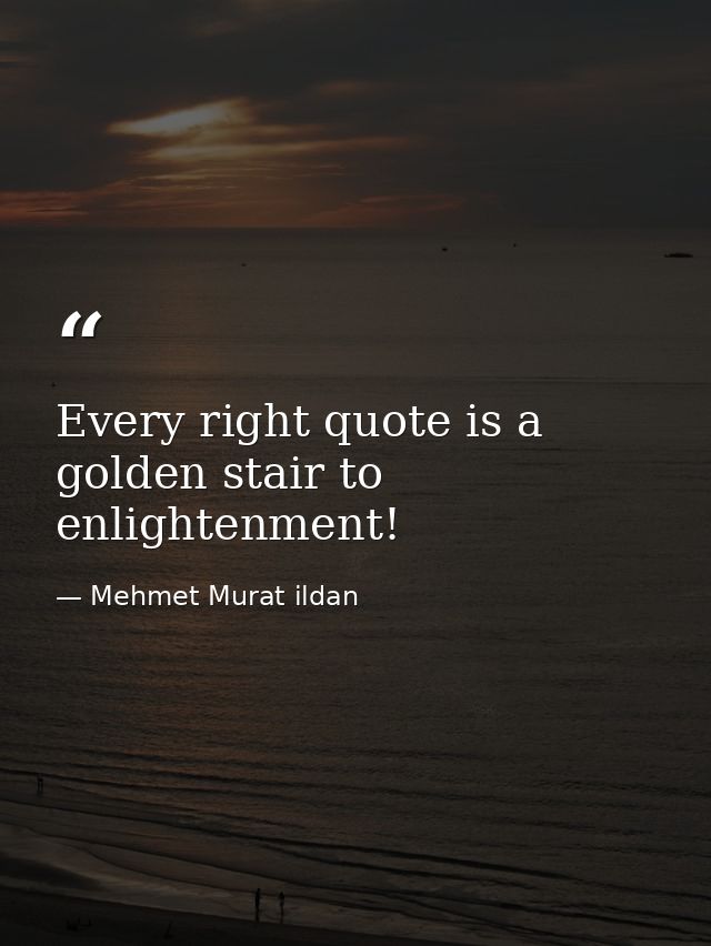 Every right quote is a golden stair to enlightenment! — Mehmet Murat ildan