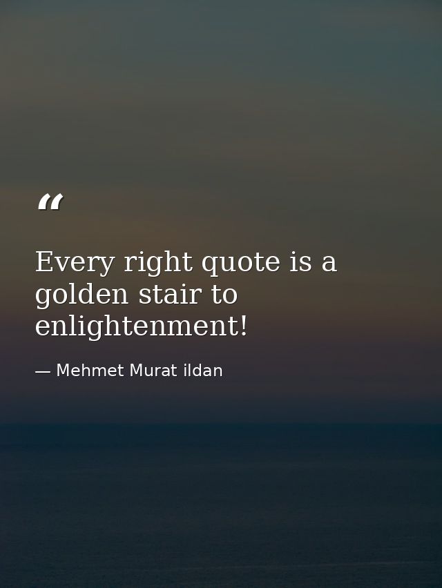 Every right quote is a golden stair to enlightenment! — Mehmet Murat ildan