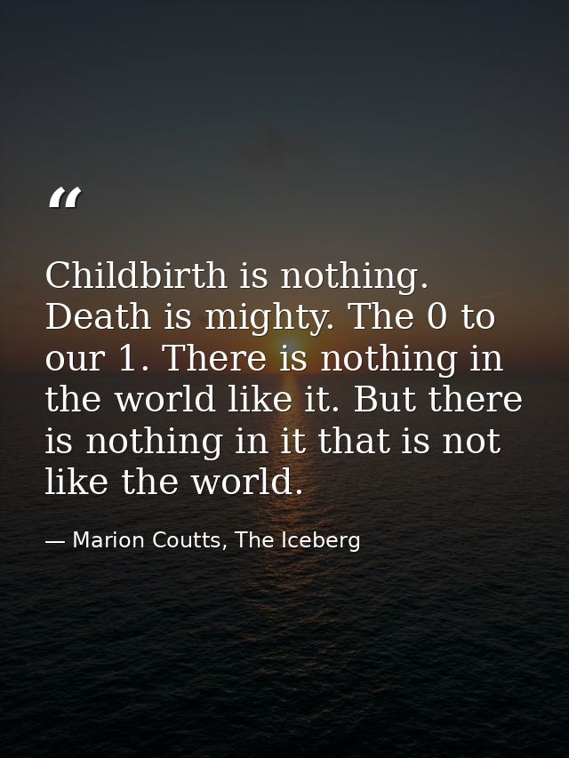 Childbirth is nothing. Death is mighty. The 0 to our 1. There is nothing in the world like it. But there is nothing in i — Marion Coutts, The Iceberg