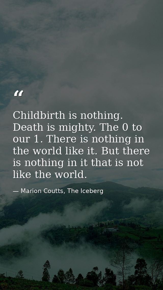 Childbirth is nothing. Death is mighty. The 0 to our 1. There is nothing in the world like it. But there is nothing in i — Marion Coutts, The Iceberg