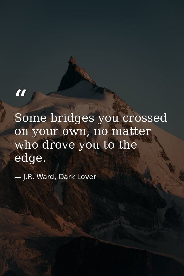 Some bridges you crossed on your own, no matter who drove you to the edge. — J.R. Ward, Dark Lover