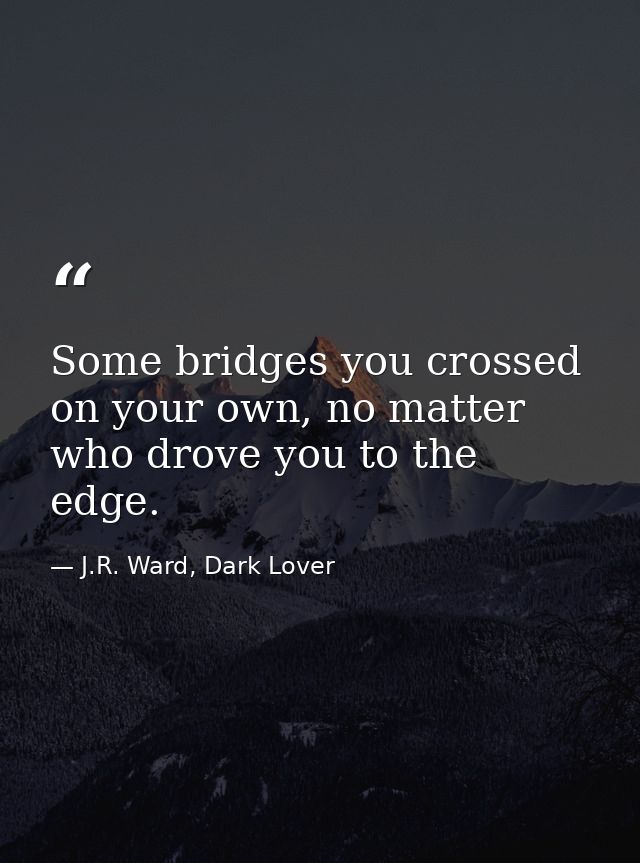 Some bridges you crossed on your own, no matter who drove you to the edge. — J.R. Ward, Dark Lover