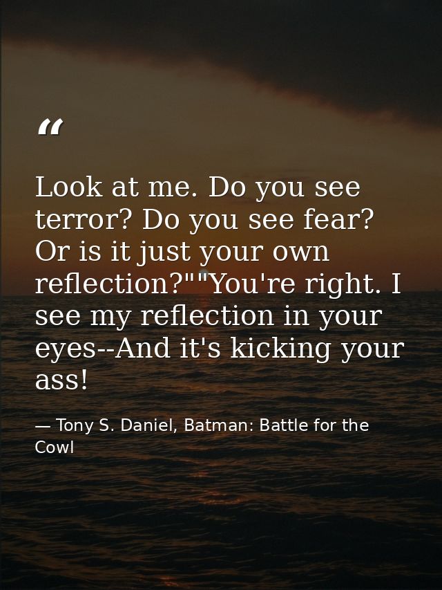 Look at me. Do you see terror? Do you see fear? Or is it just your own reflection?""You're right. I see my reflection in — Tony S. Daniel, Batman: Battle for the Cowl