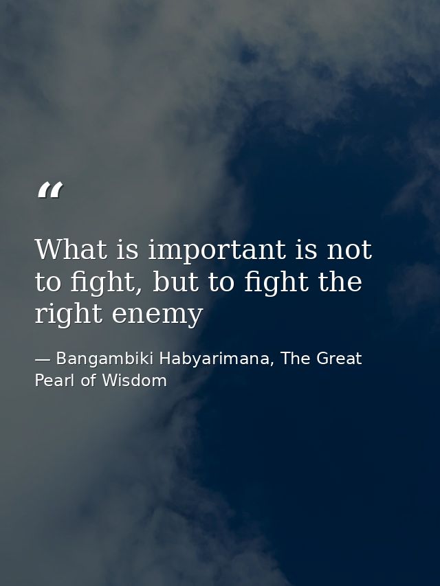 What is important is not to fight, but to fight the right enemy — Bangambiki Habyarimana, The Great Pearl of Wisdom