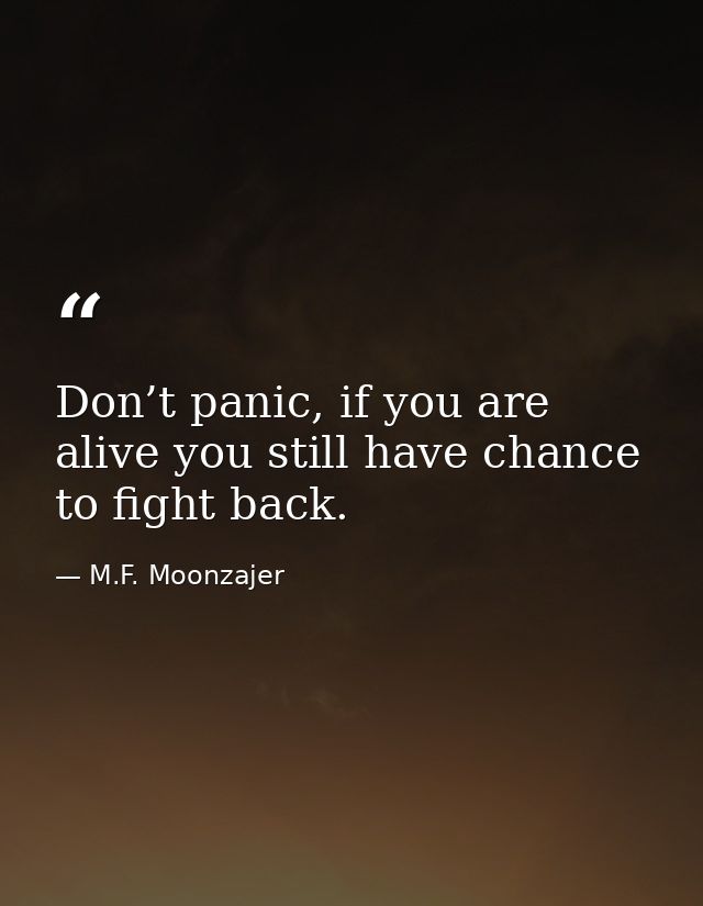 Don’t panic, if you are alive you still have chance to fight back. — M.F. Moonzajer