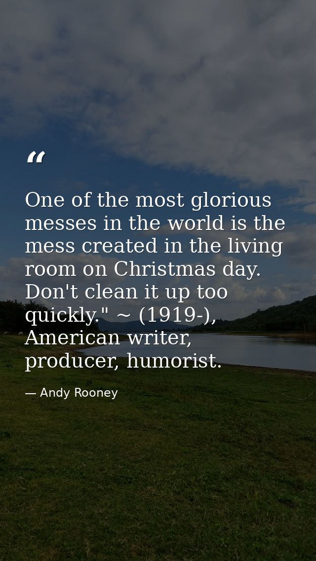 One of the most glorious messes in the world is the mess created in the living room on Christmas day. Don't clean it up  — Andy Rooney