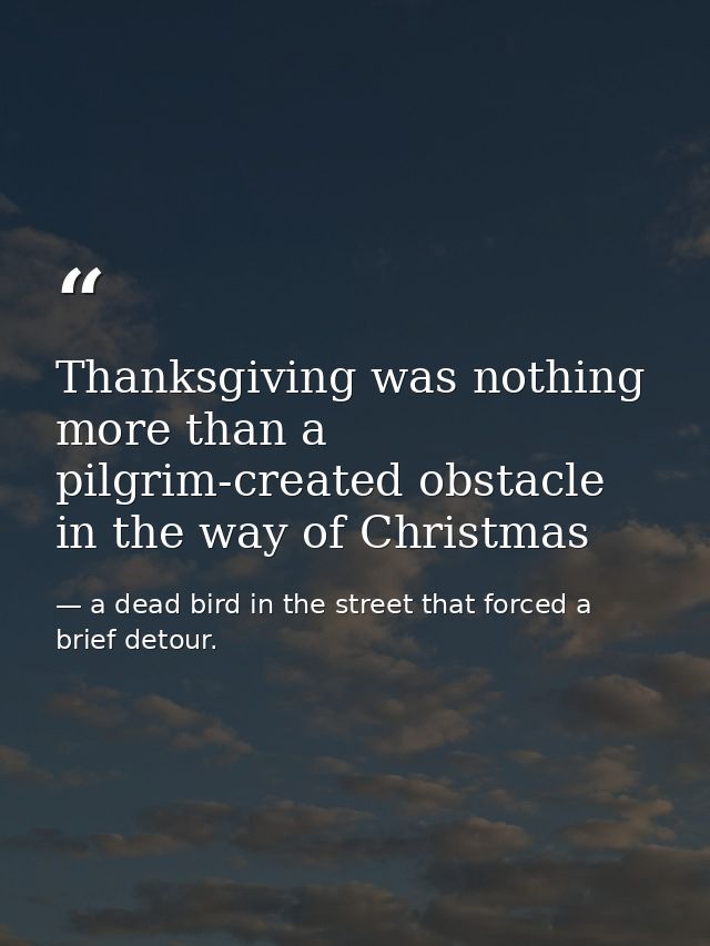 Thanksgiving was nothing more than a pilgrim-created obstacle in the way of Christmas — a dead bird in the street that forced a brief detour.