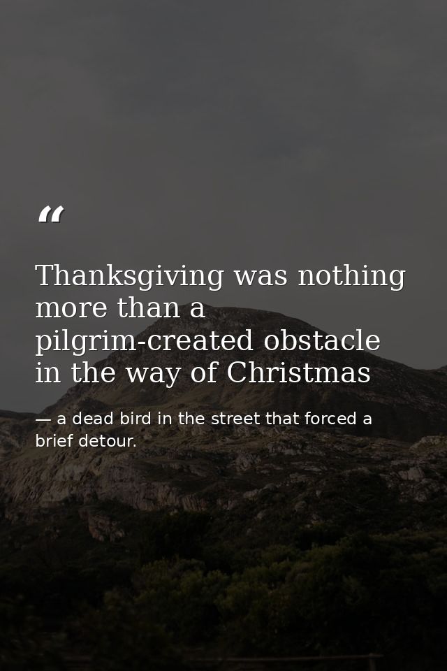 Thanksgiving was nothing more than a pilgrim-created obstacle in the way of Christmas — a dead bird in the street that forced a brief detour.