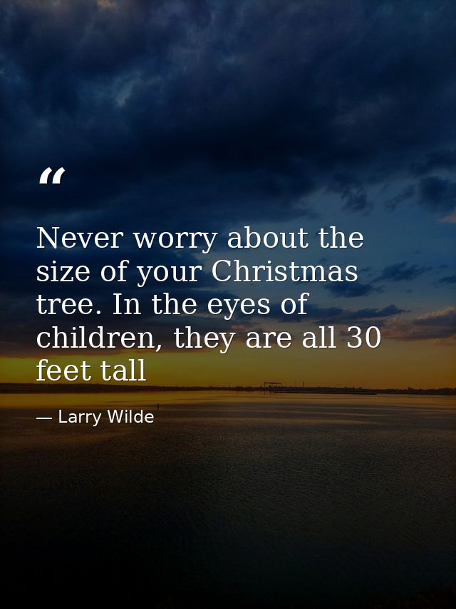 Never worry about the size of your Christmas tree. In the eyes of children, they are all 30 feet tall — Larry Wilde
