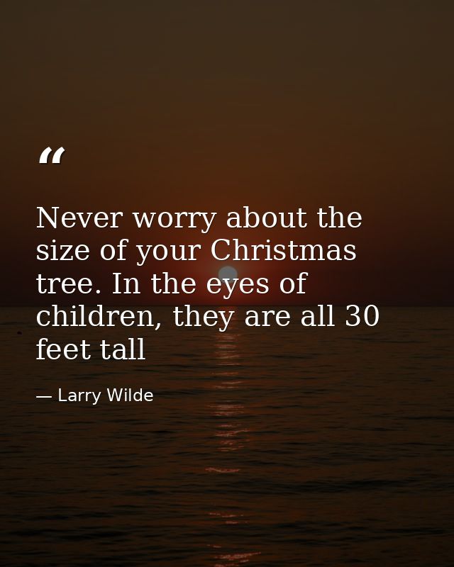 Never worry about the size of your Christmas tree. In the eyes of children, they are all 30 feet tall — Larry Wilde