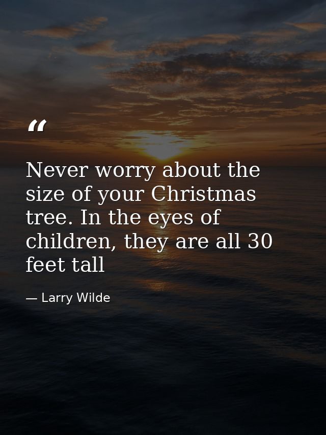 Never worry about the size of your Christmas tree. In the eyes of children, they are all 30 feet tall — Larry Wilde