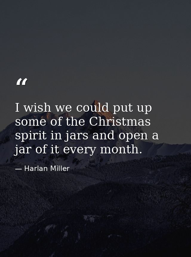 I wish we could put up some of the Christmas spirit in jars and open a jar of it every month. — Harlan Miller
