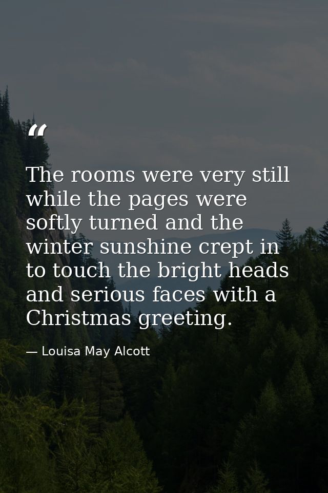 The rooms were very still while the pages were softly turned and the winter sunshine crept in to touch the bright heads  — Louisa May Alcott